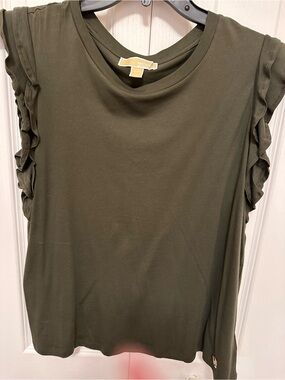 MICHAEL Michael Kors Olive Ruffle-Sleeve Tank Top